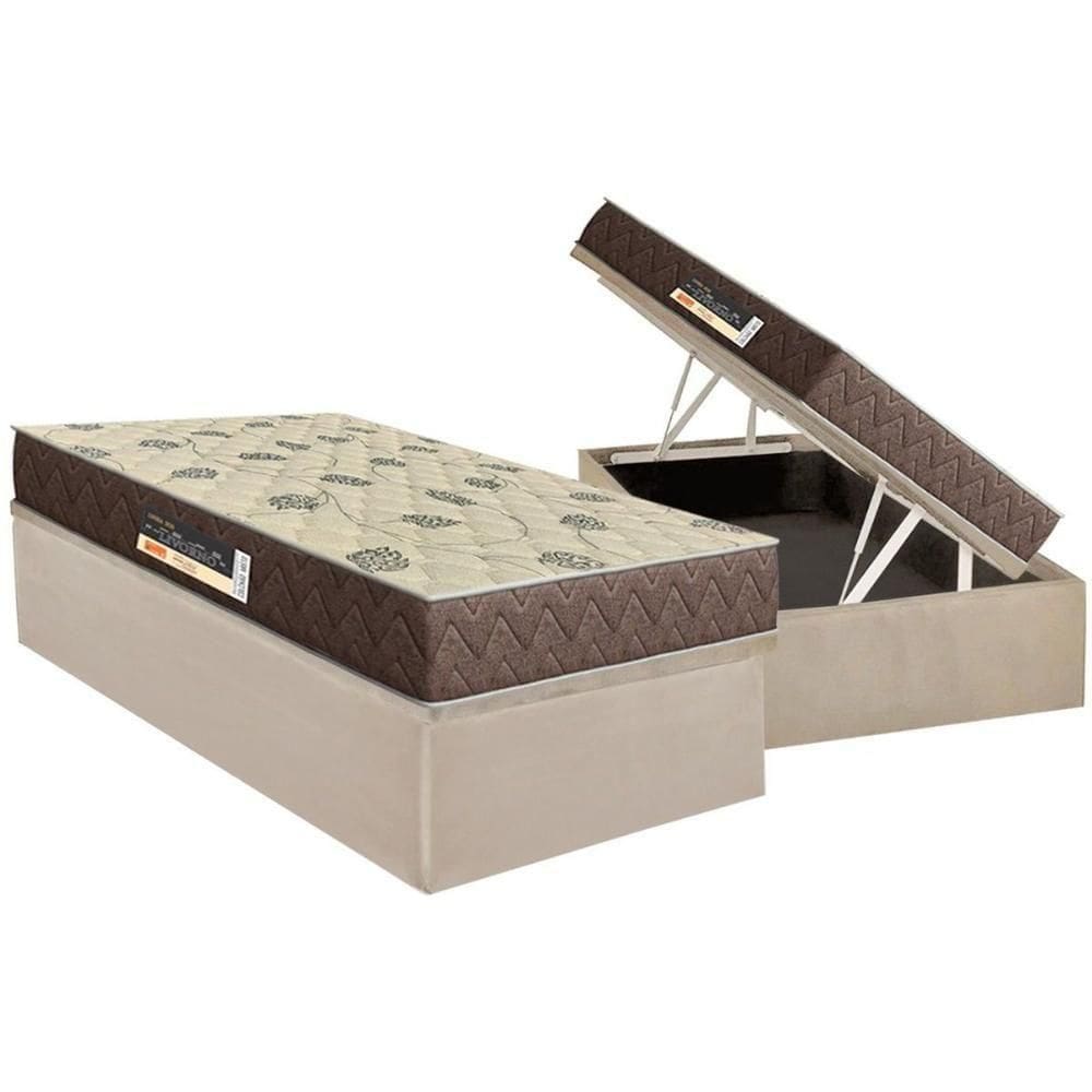 Conjunto Box Baú Solteiro: Colchão Espuma Orthoflex D28 Livorno + Base Crc Suede Clean (88x188)