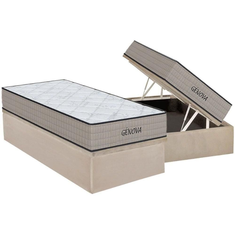 Conjunto Box Baú Solteiro: Colchão Espuma Orthoflex D45 Genova + Base Crc Suede Clean (88x188)
