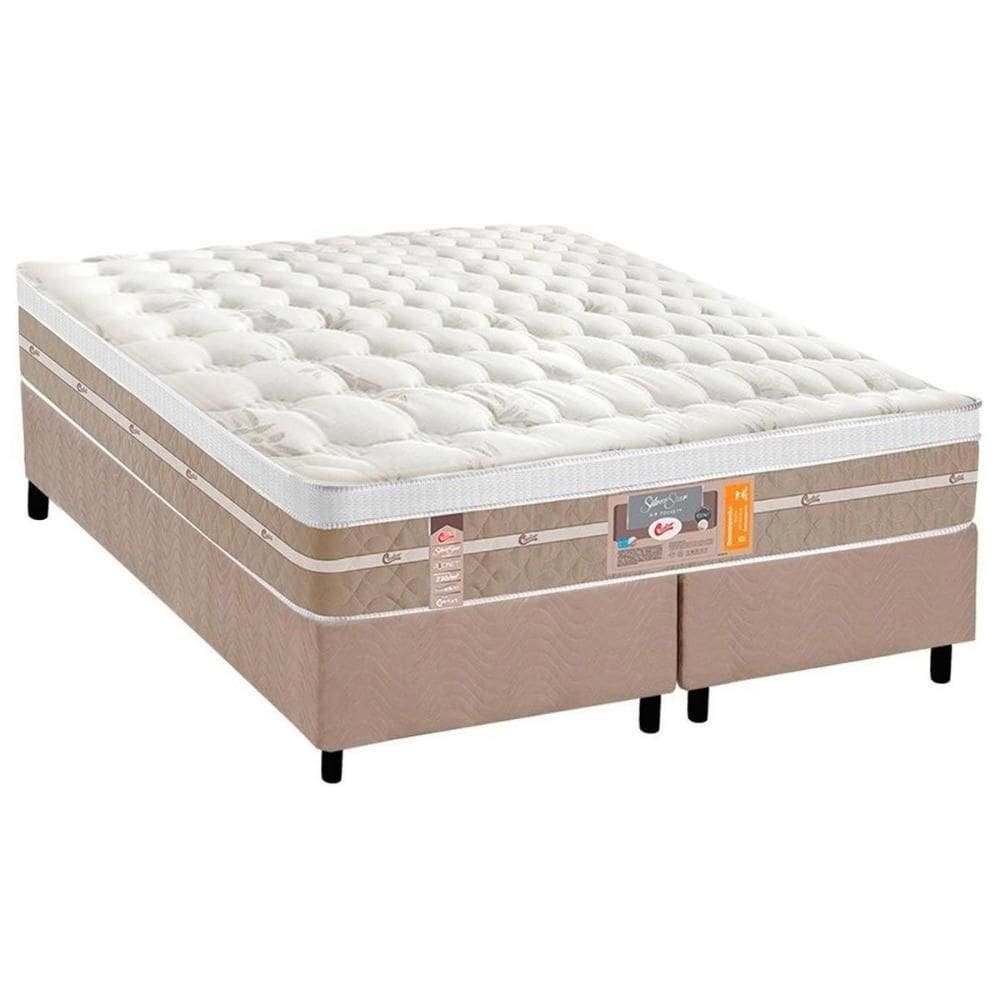 Cama Box King: Colchão Molas Ensacadas Castor Silver Star Air + Base Crc Suede Clean (193x203)