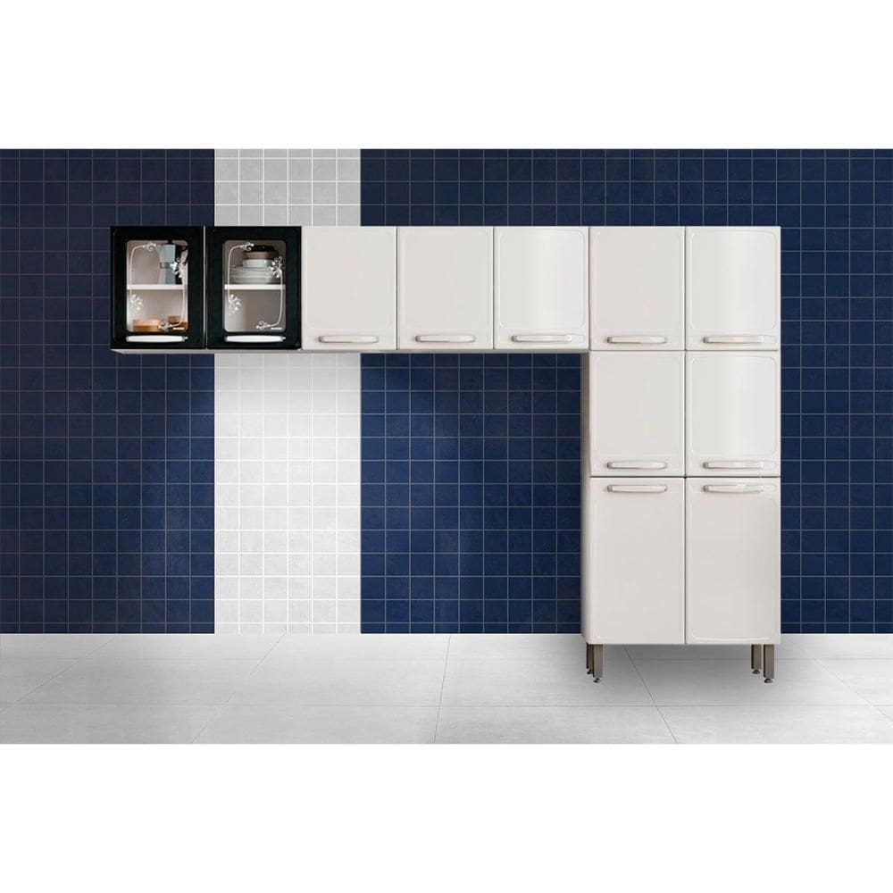 Cozinha Modulada Bertolini Evidence 3 Peças (2aéreos+1paneleiro) Cpt51 Branco-preto-bertolini