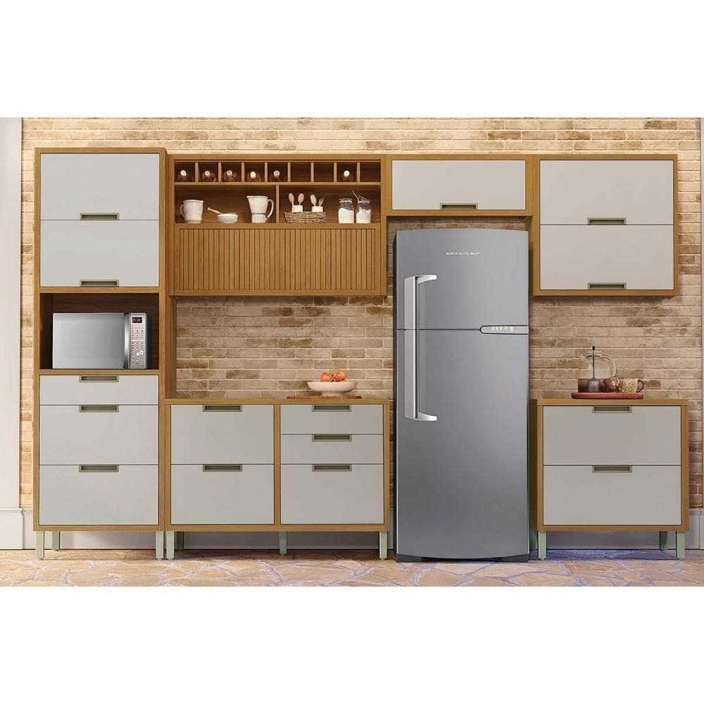 Cozinha Modulada Nesher Imperatriz 6 Peças (3aéreos+2balcões+1paneleiro) C6p85 Freijo-off White-nesher