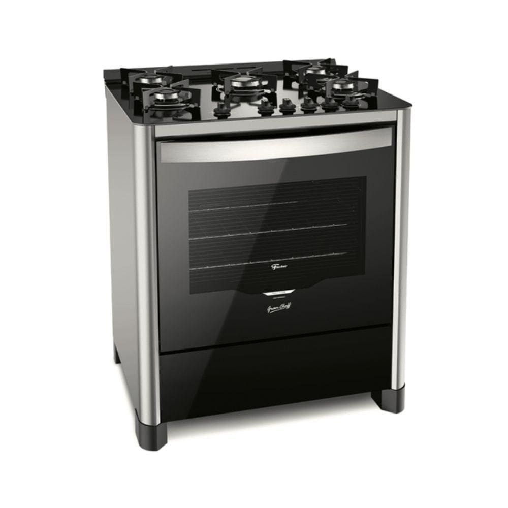 Fogão 5 Bocas Fischer De Piso A Gás Gran Cheff Com Mesa De Vidro Bivolt