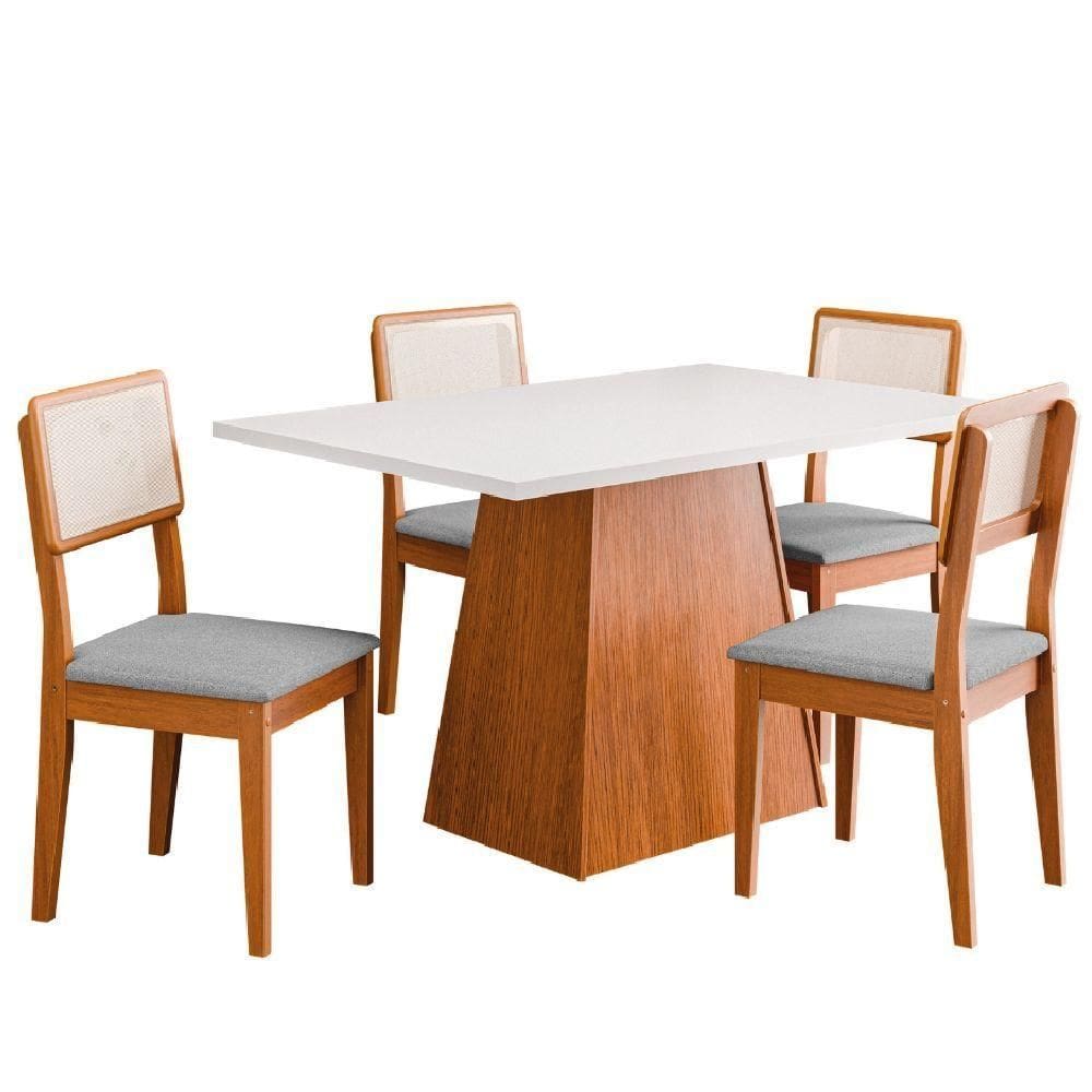 Conjunto Sala De Jantar Mesa Trento 4 Cadeiras Santiago