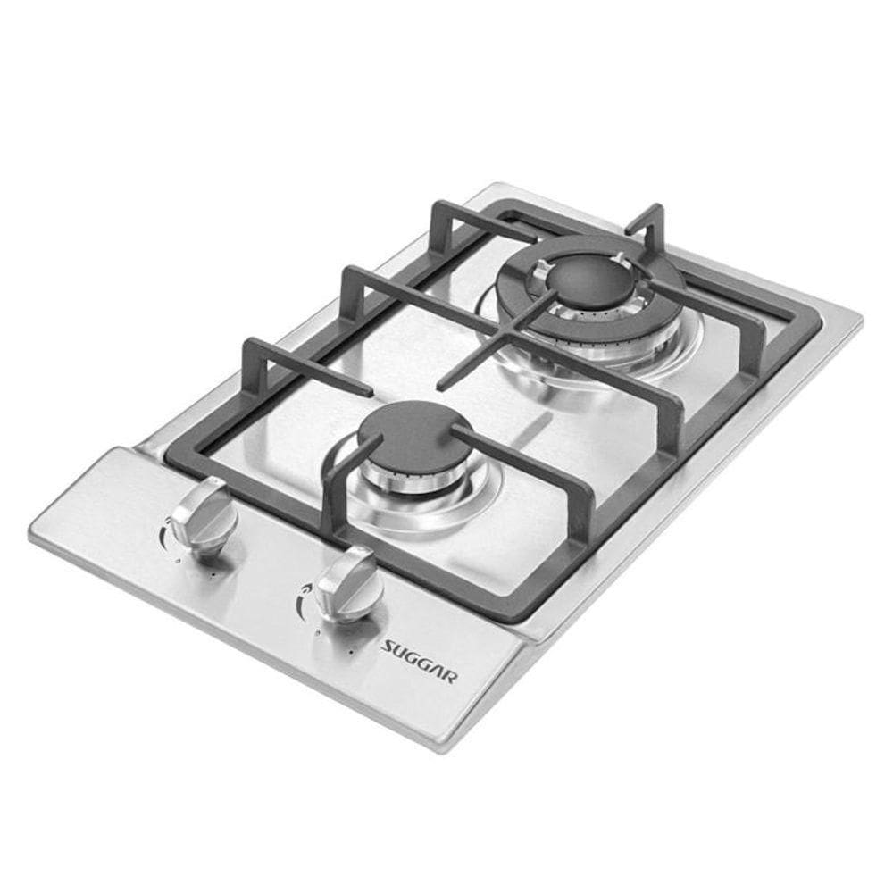 Fogão De Mesa Cooktop 2 Bocas Aço Inox à Gás Suggar Fg2002ix Bivolt