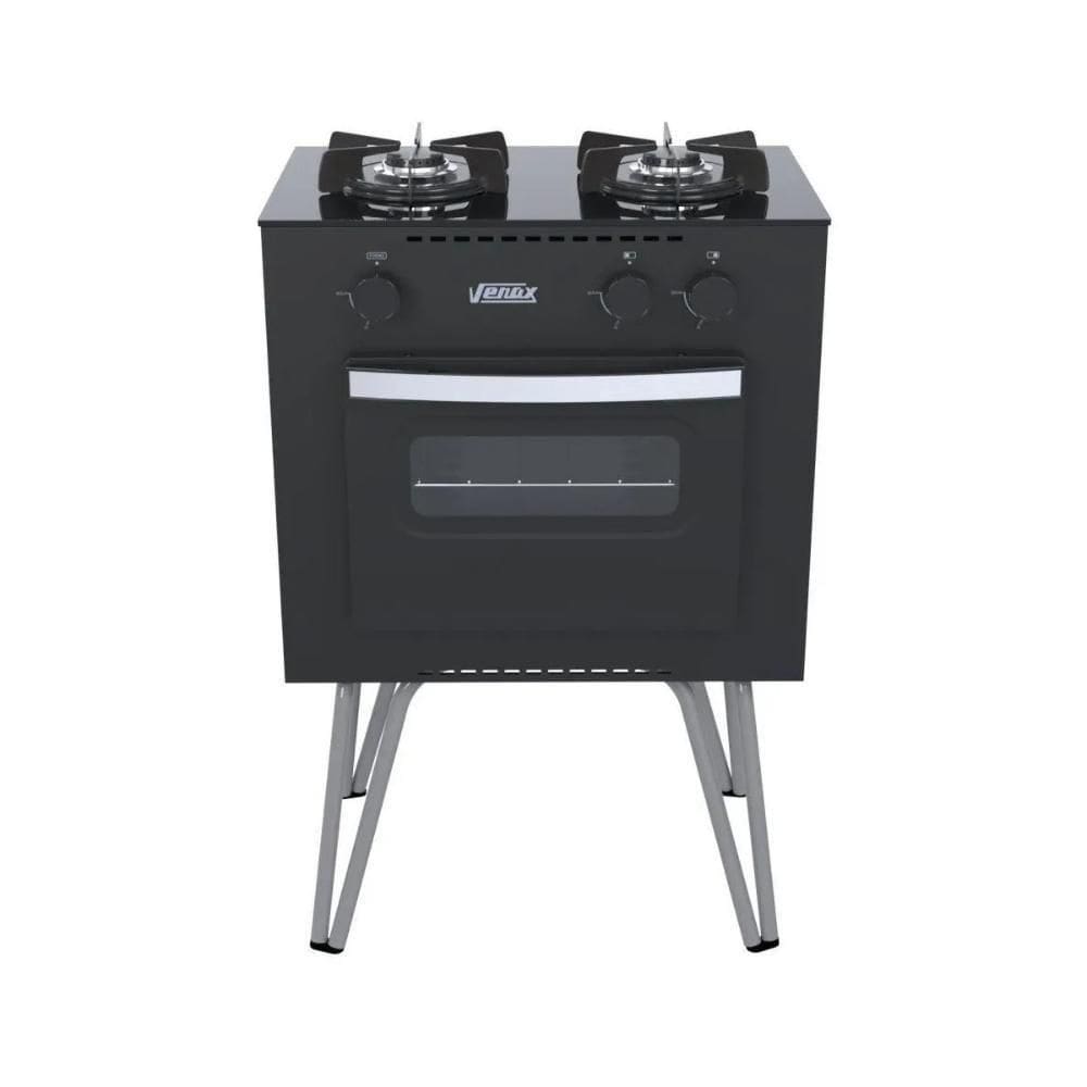 Fogão Portátil Gemini Vetro 2 Bocas Gás GLP Venax Preto