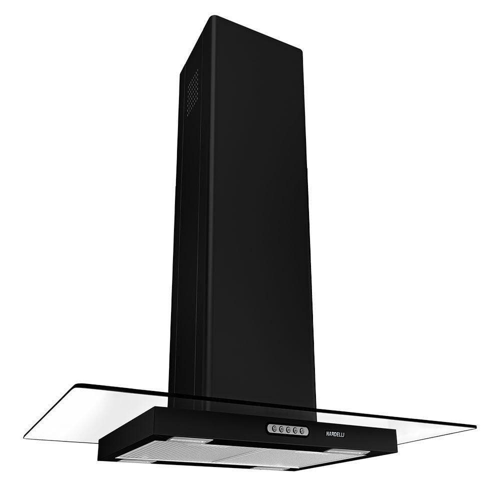Coifa Nardelli Ilha Black Vidro Reto 90cm Preto 110V