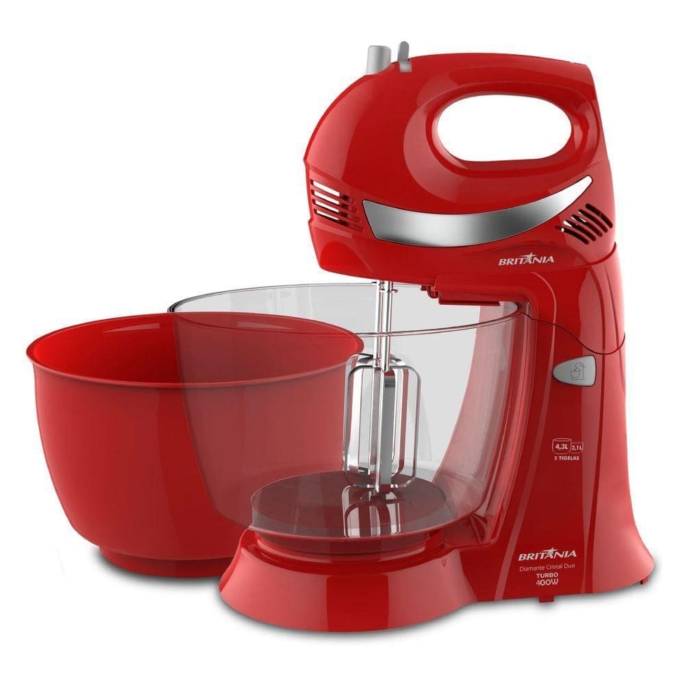 Batedeira Britânia Diamante Cristal Duo Turbo Vermelha 400W 110V