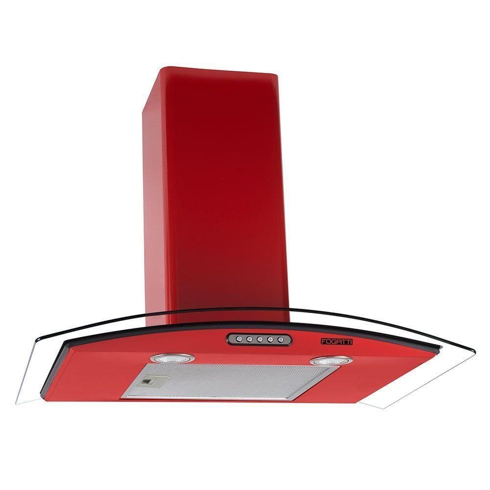 Coifa De Parede 70cm Vidro Curvo Slim Fogatti Vermelho 110V