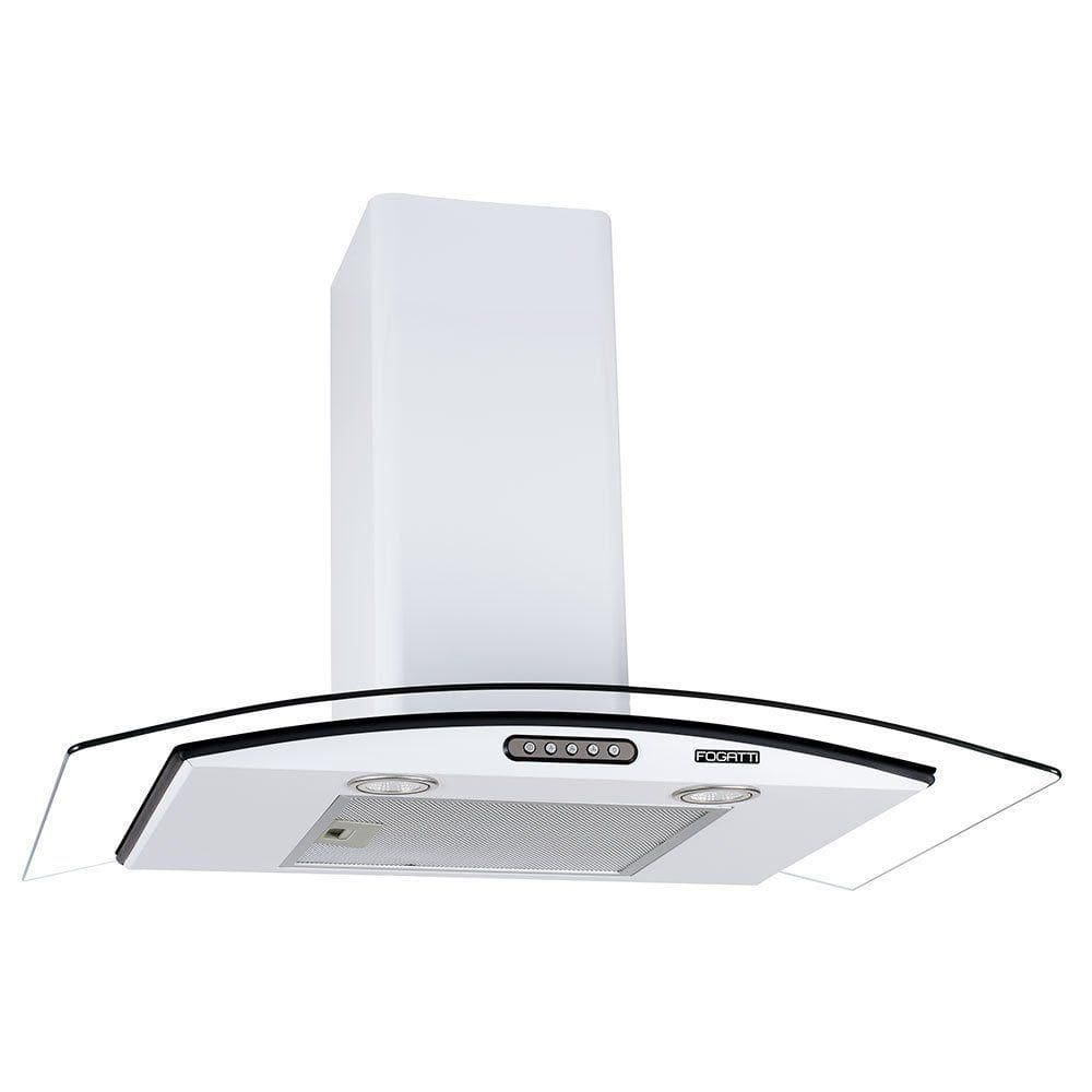 Coifa De Parede 80cm Vidro Curvo Slim Fogatti Branco 110V