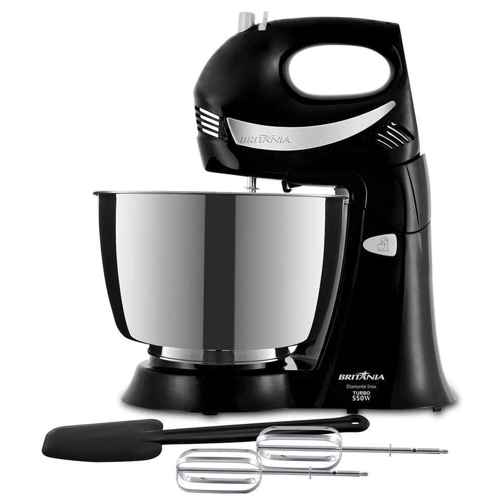 Batedeira Britânia Diamante Inox PR Preto 4,3l 550W 2 Em 1 110V