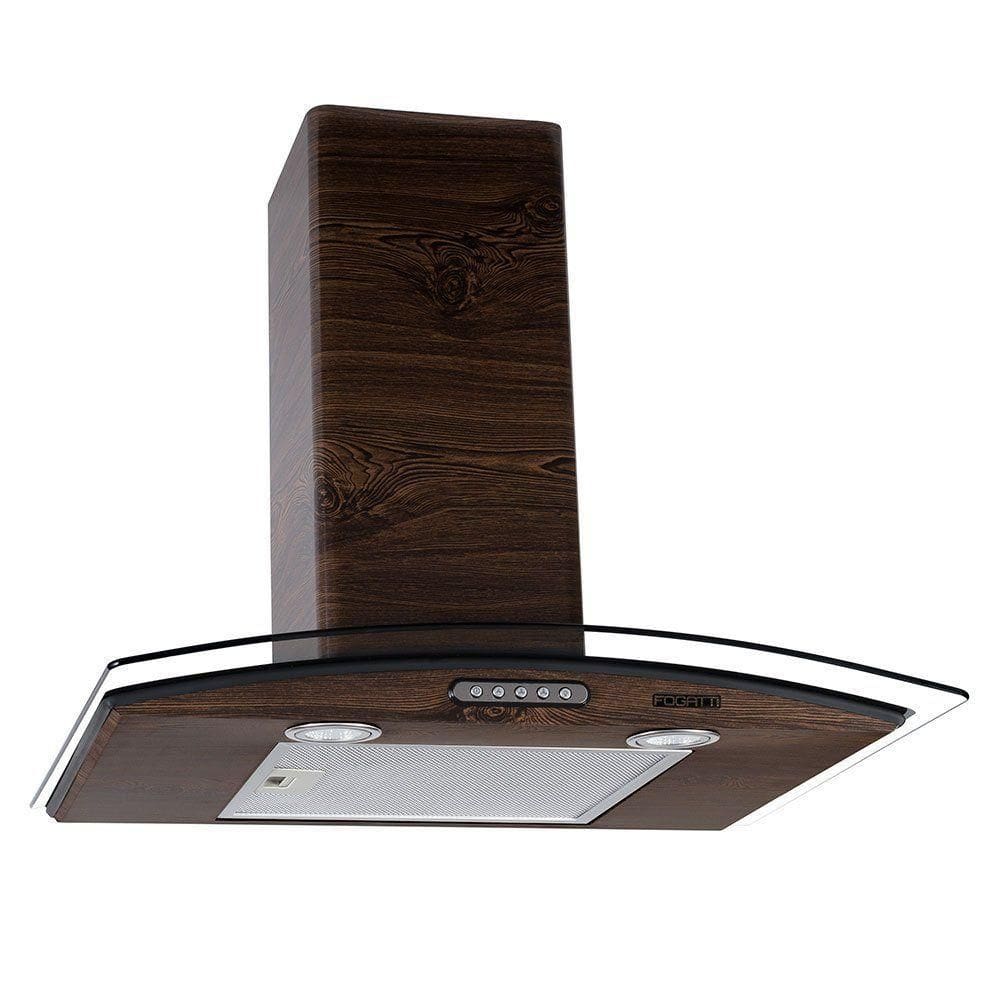 Coifa De Parede 60cm Vidro Curvo Slim Fogatti Wood Nogueira 220V