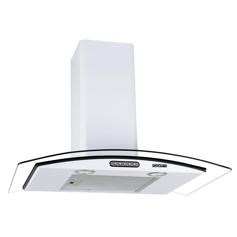 Coifa De Parede 75cm Vidro Curvo Slim Fogatti Branco 110V