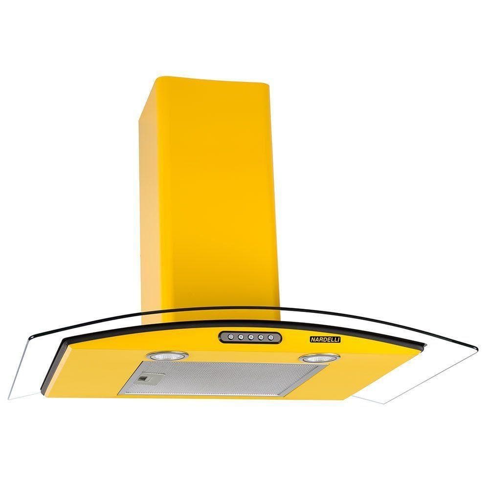 Coifa De Parede 75cm Vidro Curvo Slim Nardelli Yellow 110V