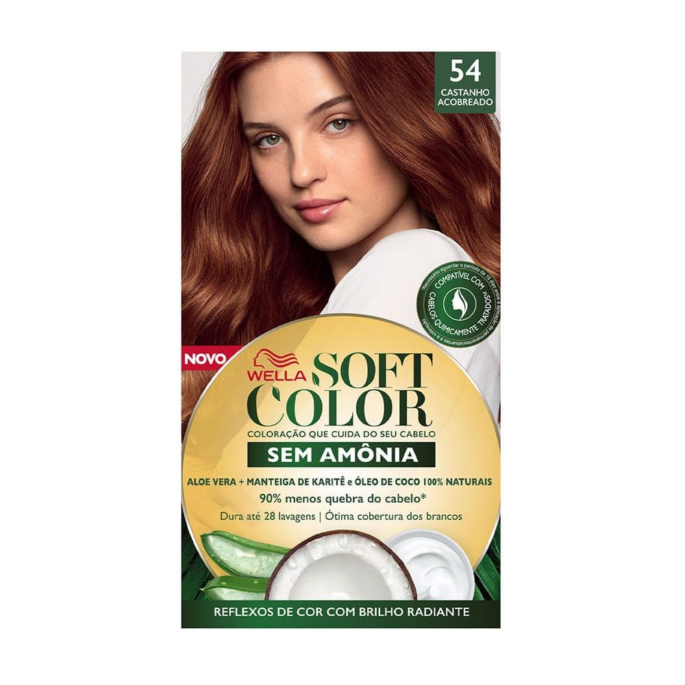 Tintura Soft Color Sem Amônia Castanho Acobreado 54 Kit