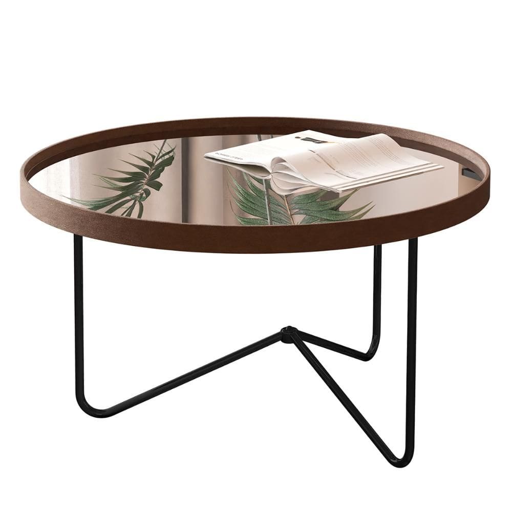 Mesa de Centro Alamanda Sala Espelhada com Pés Metálicos