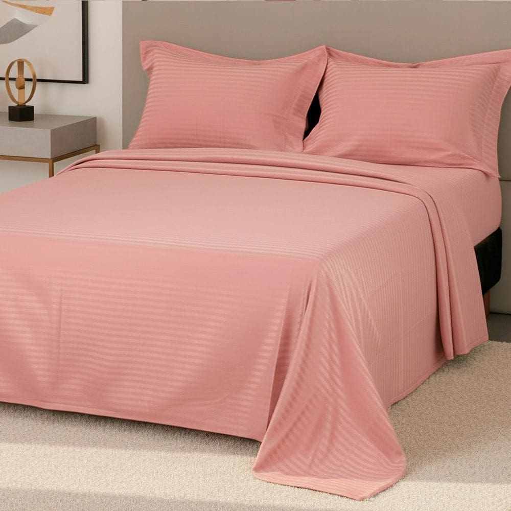 Jogo de Cama Queen Percal 300 Fios 100% Algodão Adamascado 4 Peças – BF Colchões