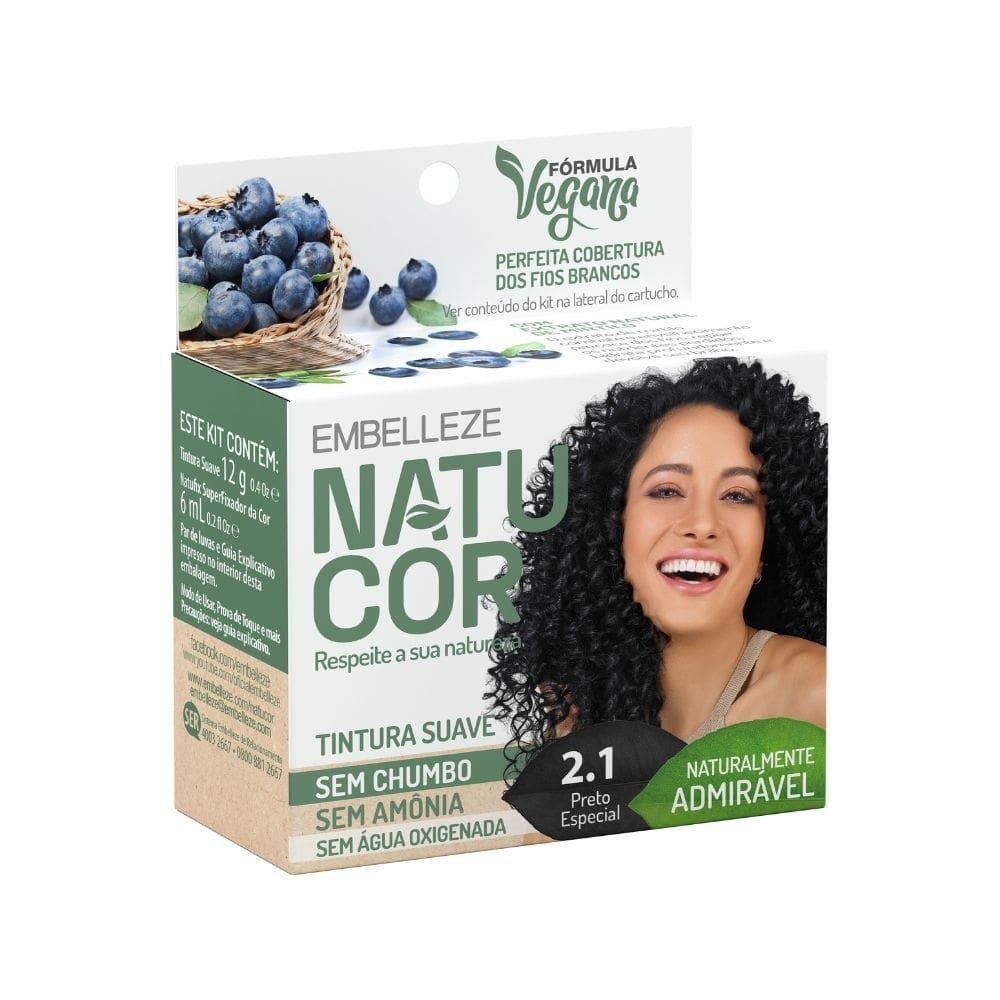 Tintura Pó Natucor Embelleze Mirtilo Preto Especial 2.1