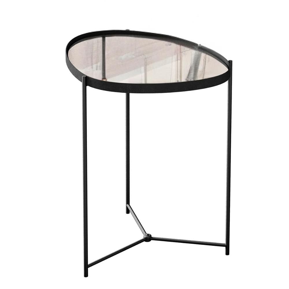 Mesa Lateral Orgânica Alamanda Espelhada com Pés Metálicos