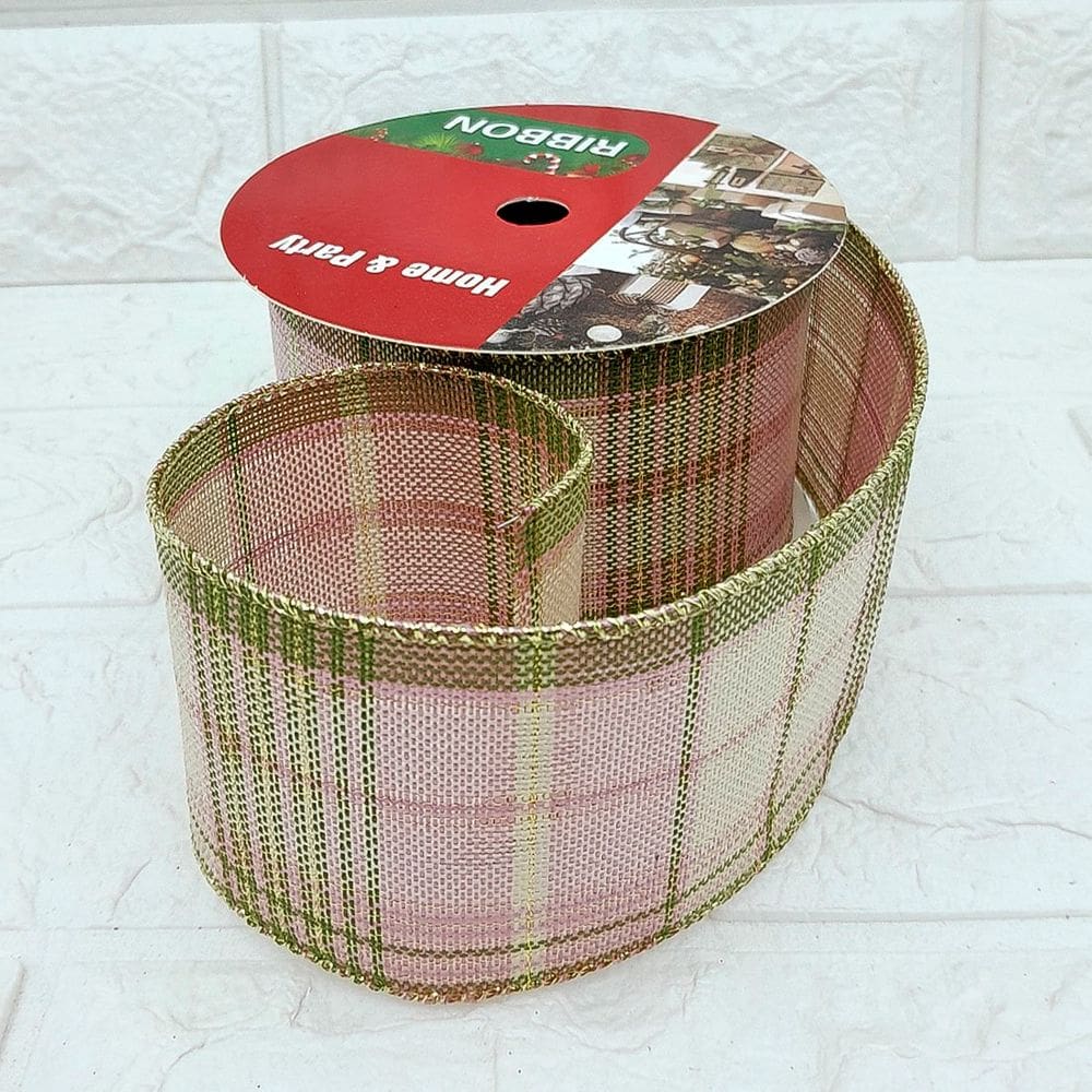 Rolos Fita Aramada Decoração Natal Xadrez 6,3cm 9m Kit 4pçs