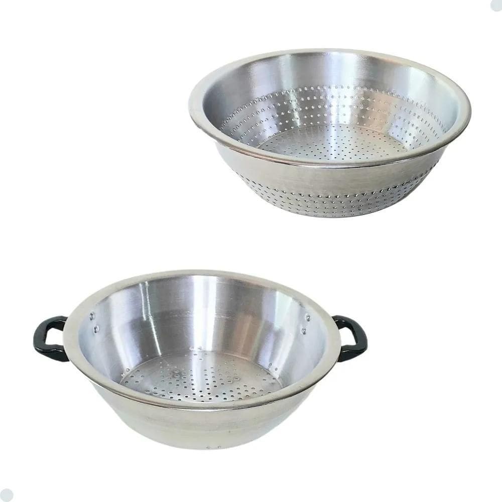 3X Kit Escorredor Lavador De Macarrão E Arroz Em Alumínio 2