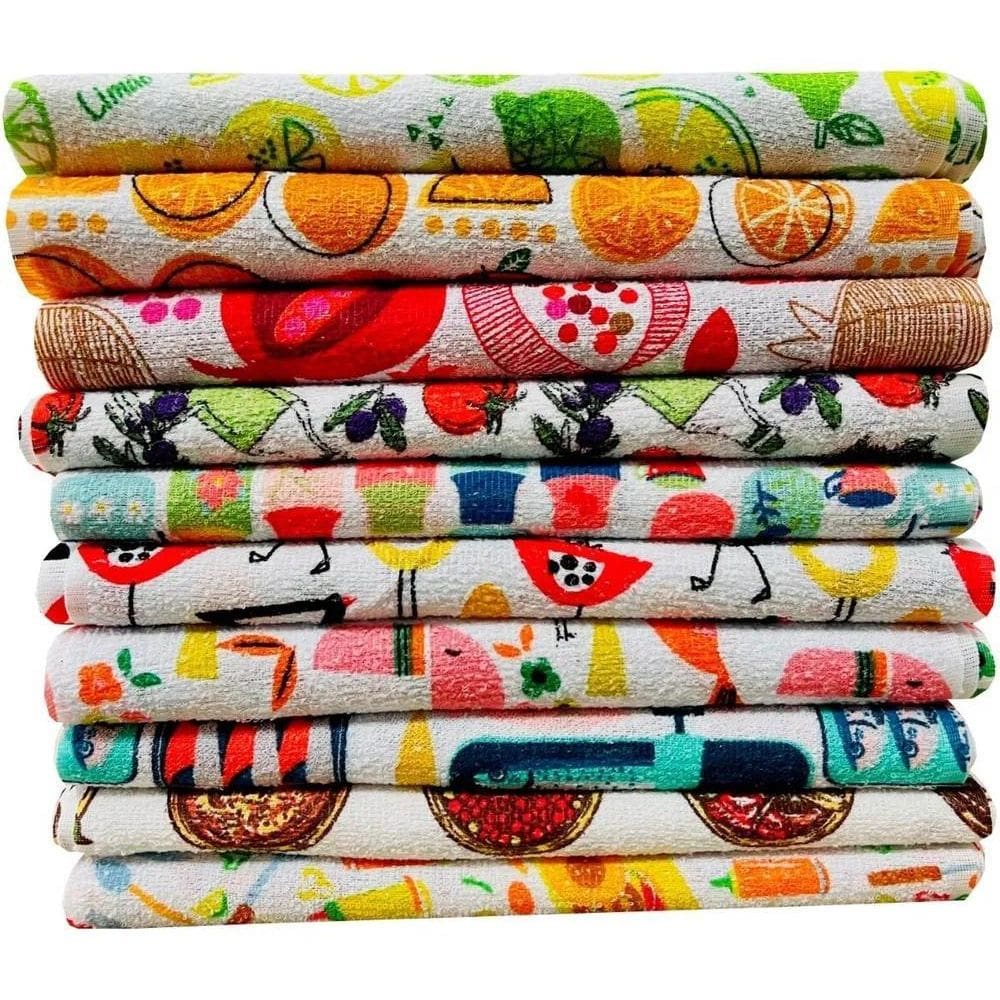 3X Kit 10 Panos De Prato Copa Atoalhado Estampa