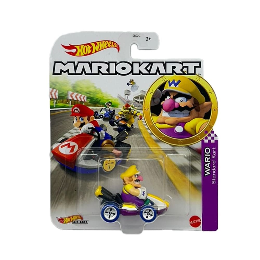 Miniatura Mariokart Wario Standart Kart 1:64 Hot Wheels