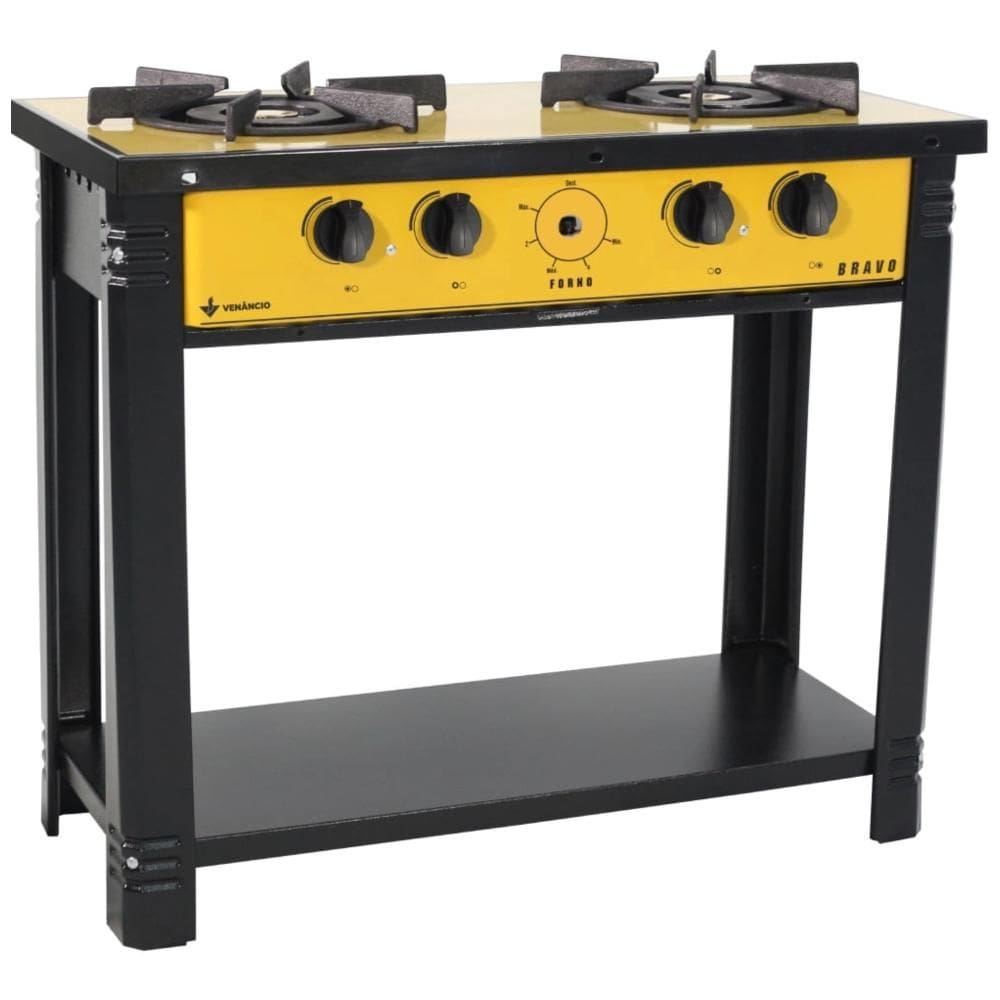Fogão Profissional 2 Bocas Venâncio Linha Bravo Amarelo com Espera para Forno