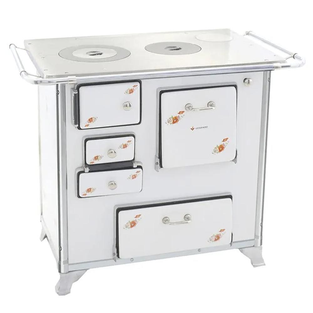 Fogão a Lenha Tradicional 02 Venâncio Gabinete Branco Florido FL2GCX-28967