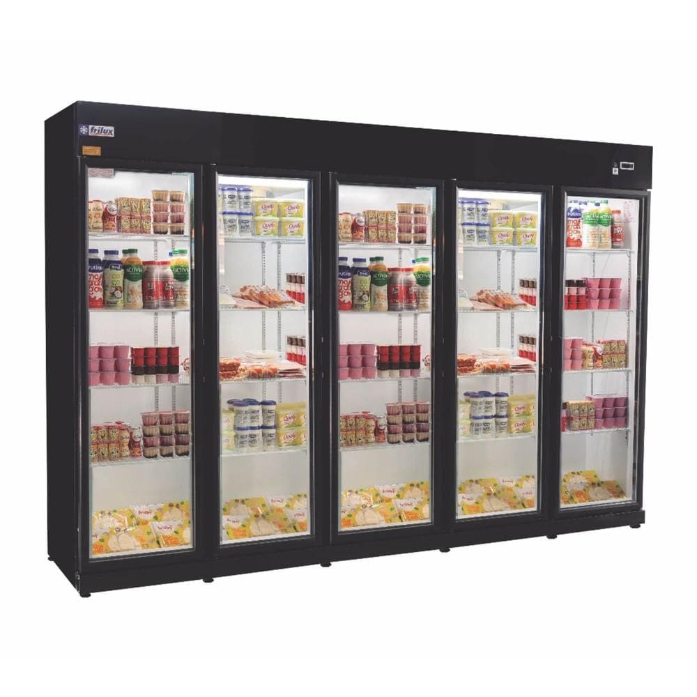 Expositor Auto Serviço Refrigerados Frilux 5 Portas Preto e Branco Vidro Duplo 127V RF-024