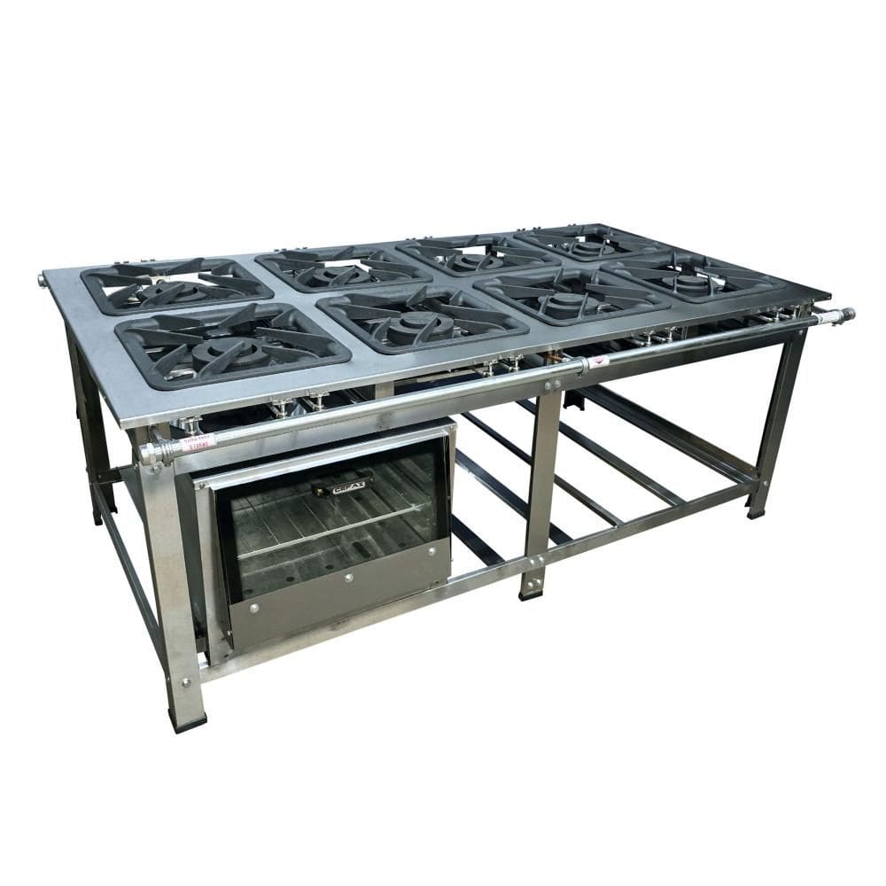 Fogão 8 Bocas Cefaz Gold Baixa Pressão C/ Forno Vidro Inox - C-i430-cfzg-159+i430-frg-22