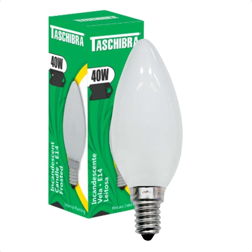 Kit 5 Lâmpadas Incandescente Vela 40W E14 Leitosa 110V
