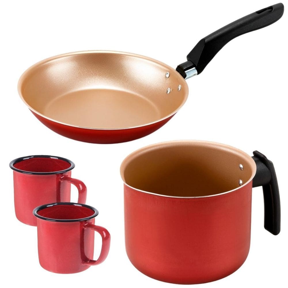 Frigideira Francesa 20Cm + Fervedor 12Cm + 02 Canecas 150Ml