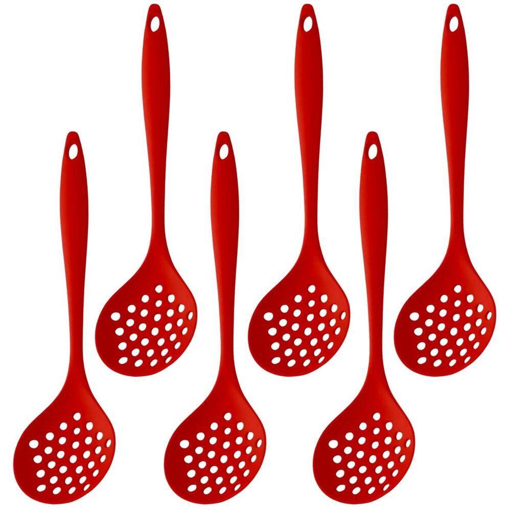 Escumadeira De Silicone Vermelha Grande Kit 06 Un