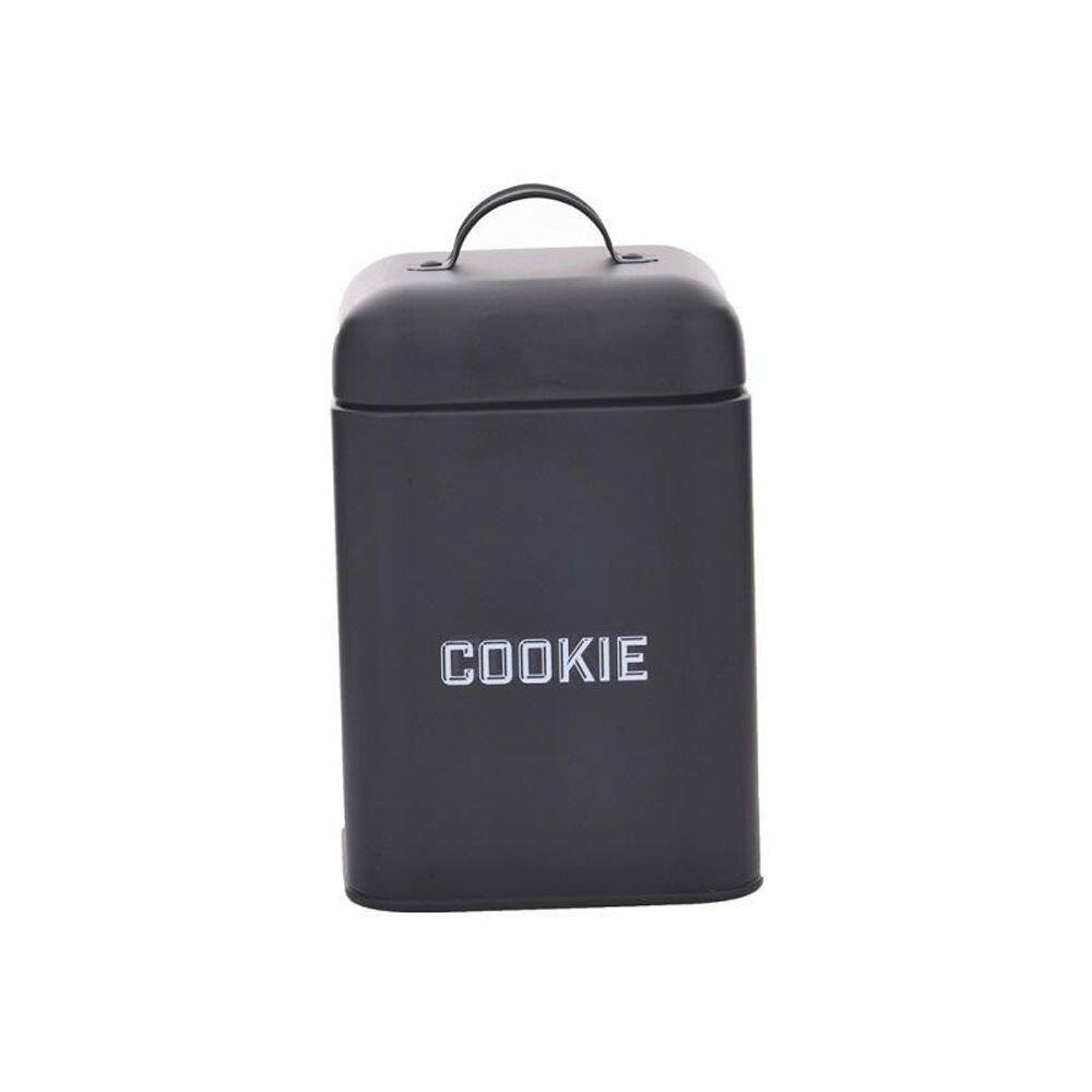 Lata Cookie Retrô Preta 12X19X12Cm Aço