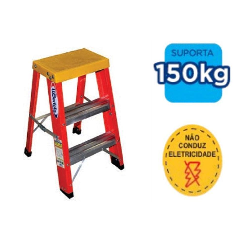 Escada Banqueta 2 Degraus Fibra / Alumínio 0,6M W Bertolo