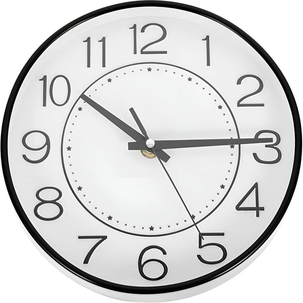 Relógio De Parede Analógico Preto Silencioso Decoração