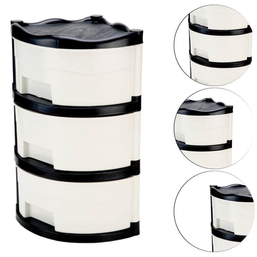 Organizadora 3 Gaveteiro Triangular Resistente Cor Preto