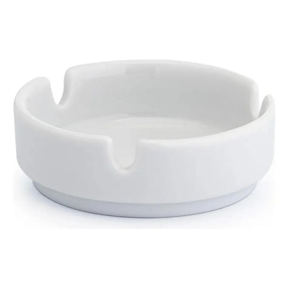 10X Kit 3 Cinzeiro Porcelana Branca Cinzeiros Redondo 8,5Cm