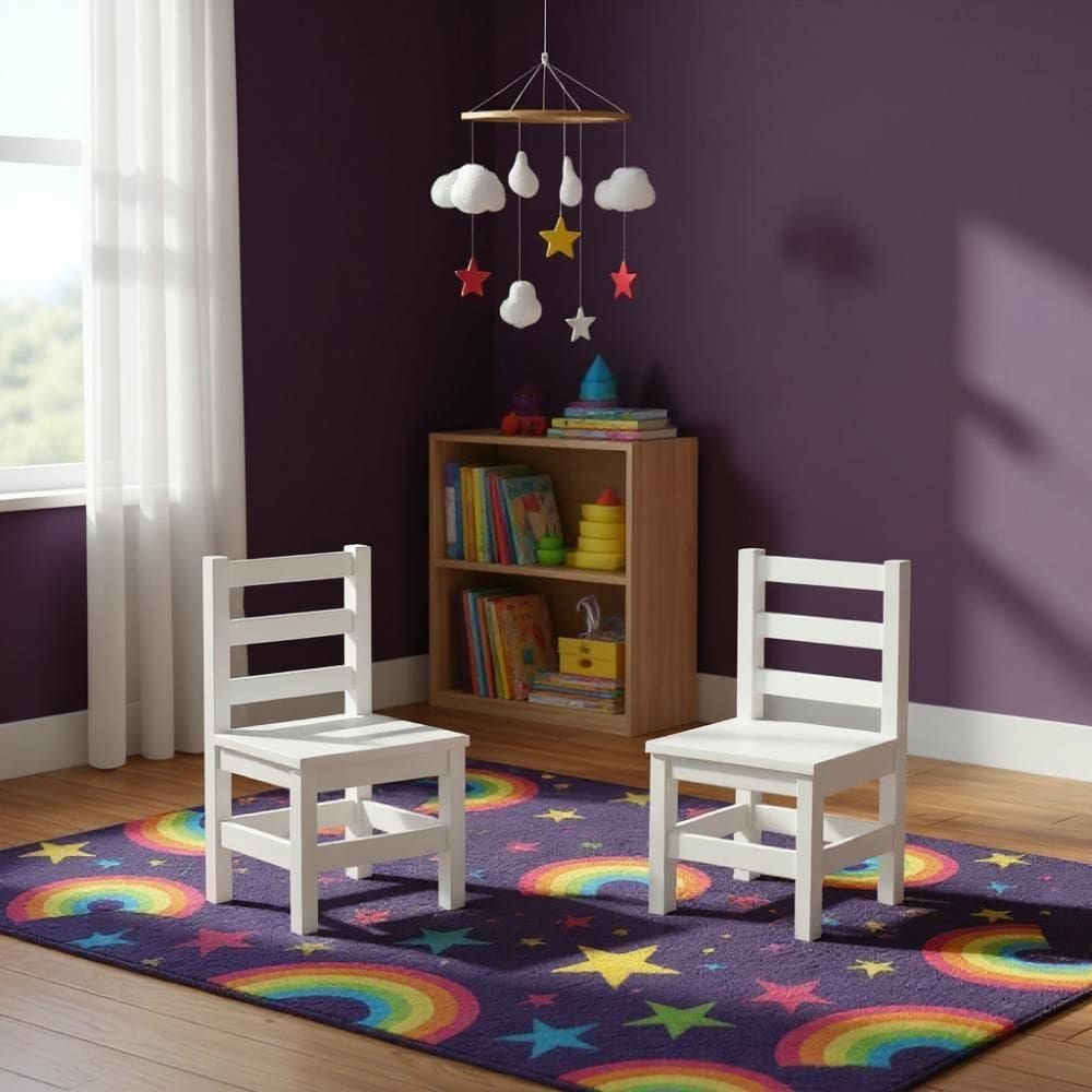 2 Cadeirinhas Mini Cadeiras Infantil De Madeira Maciça - Branco Sem Estofado