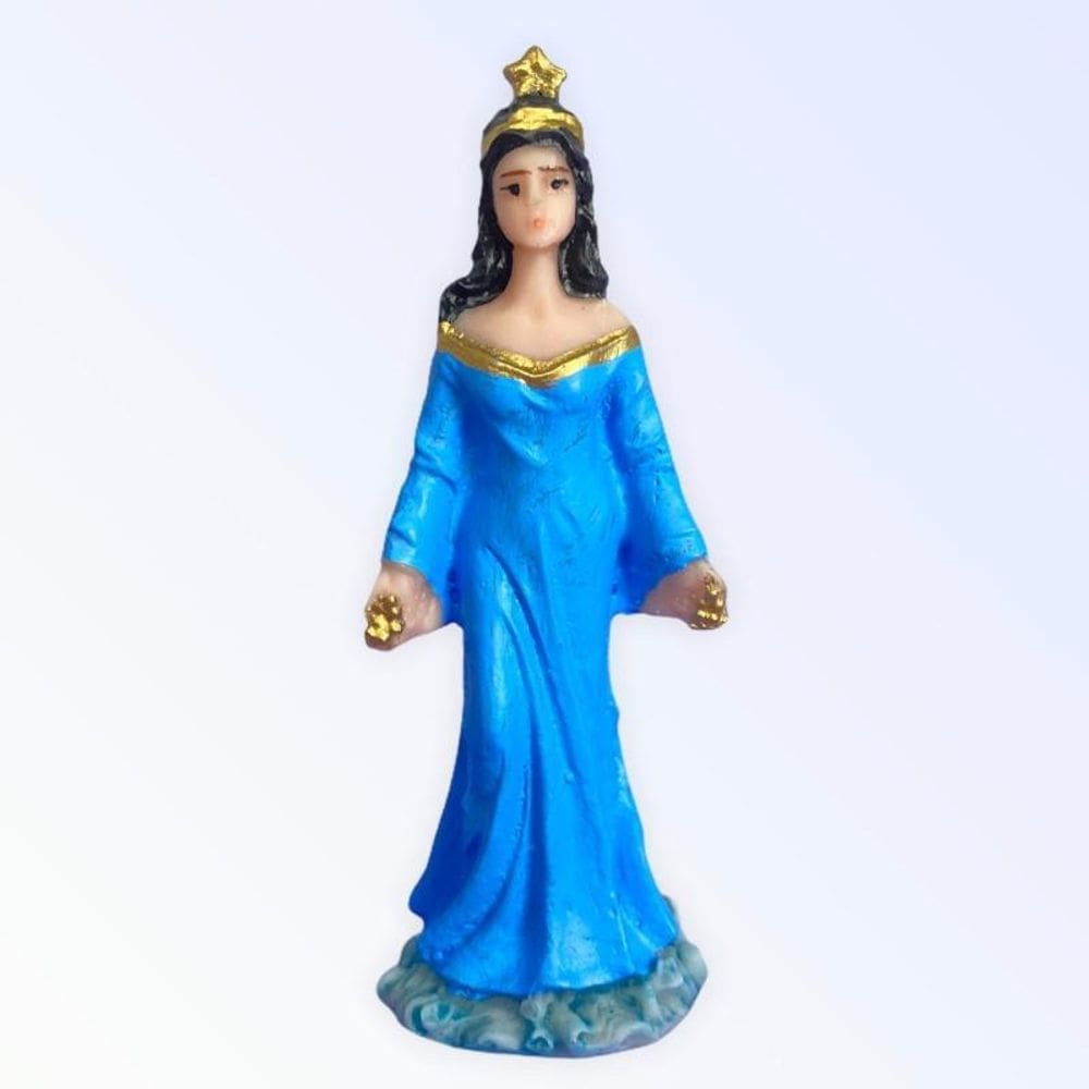 Iemanjá Azul Escultura Em Resina 7 Cm + Presente
