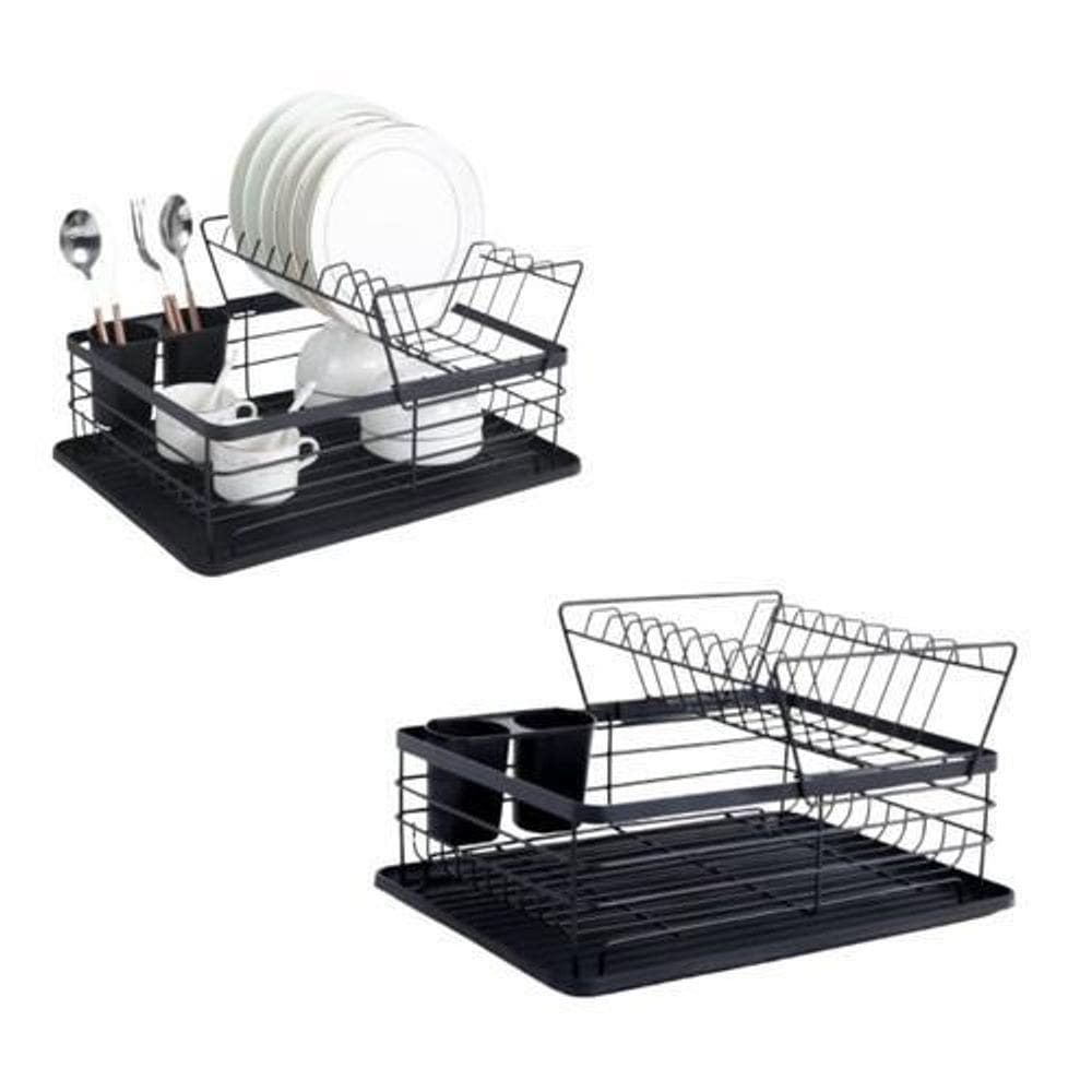 Escorredor De Pratos Copos E Talheres Preto Fosco