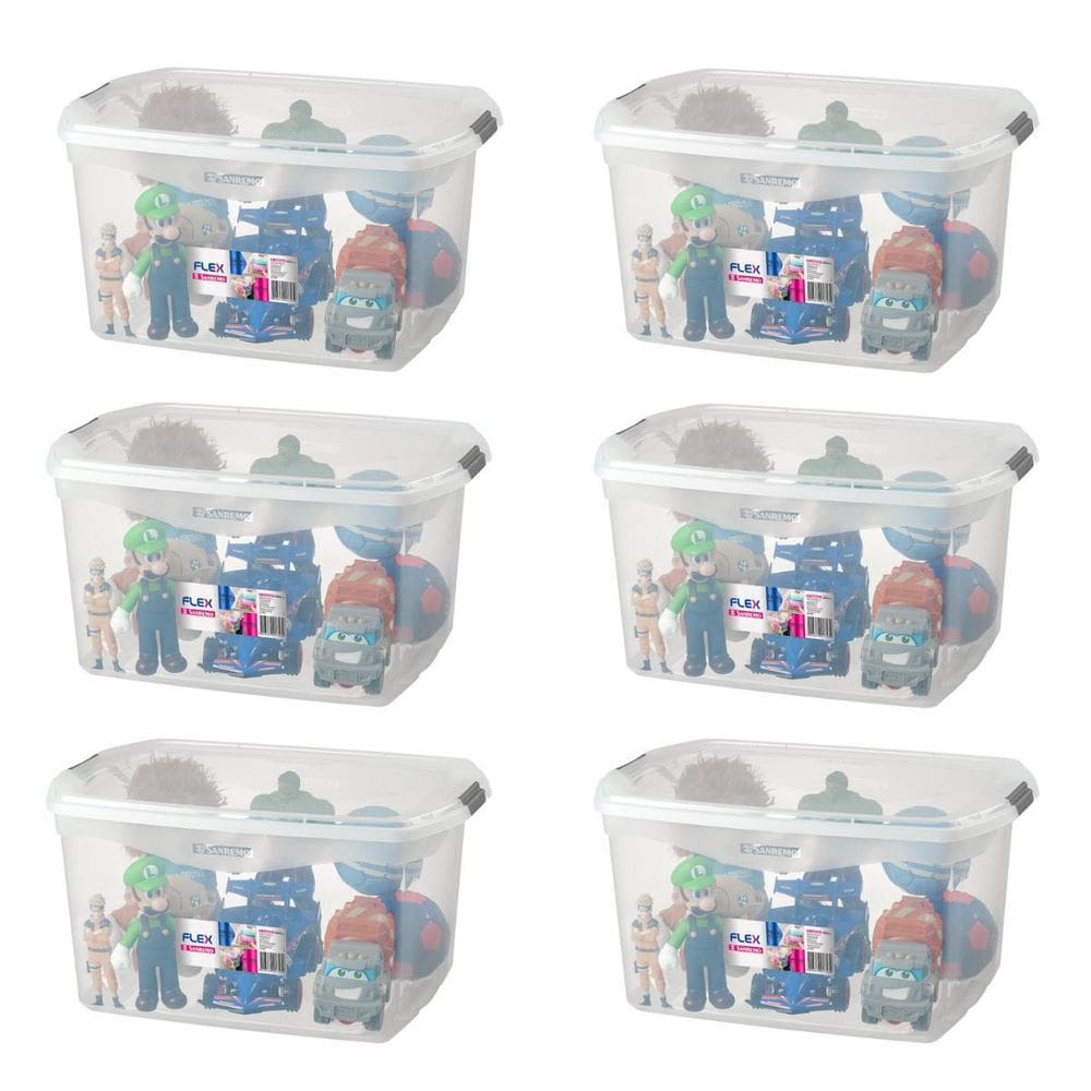 Kit 6 Caixas Organizadora Multiuso 68 Litros Sanremo