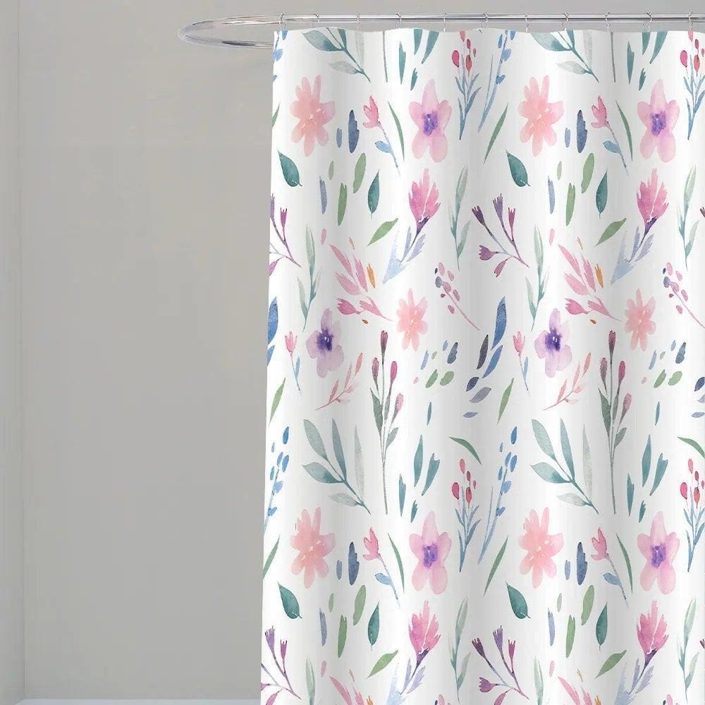 Cortina Para Box Banheiro Antimofo Poliéster 198X180Cm Flora