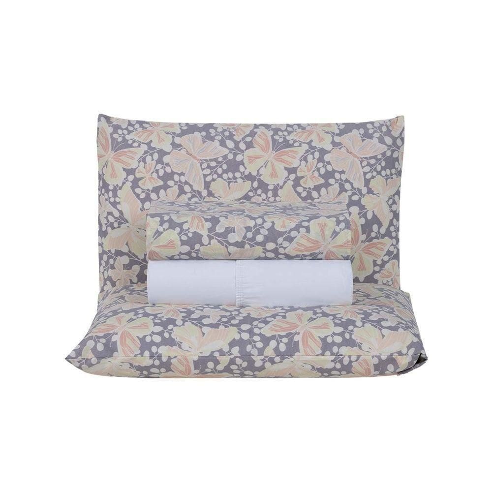 Jogo De Lençol 4 Peças King Percal 180 Fios Homme 60% Algodão 40% Poliéster - Peplum Salmão