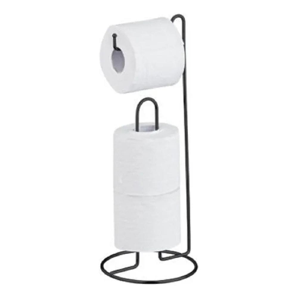 2X Suporte De Chão Porta Rolo Papel Higiênico Preto - Passer