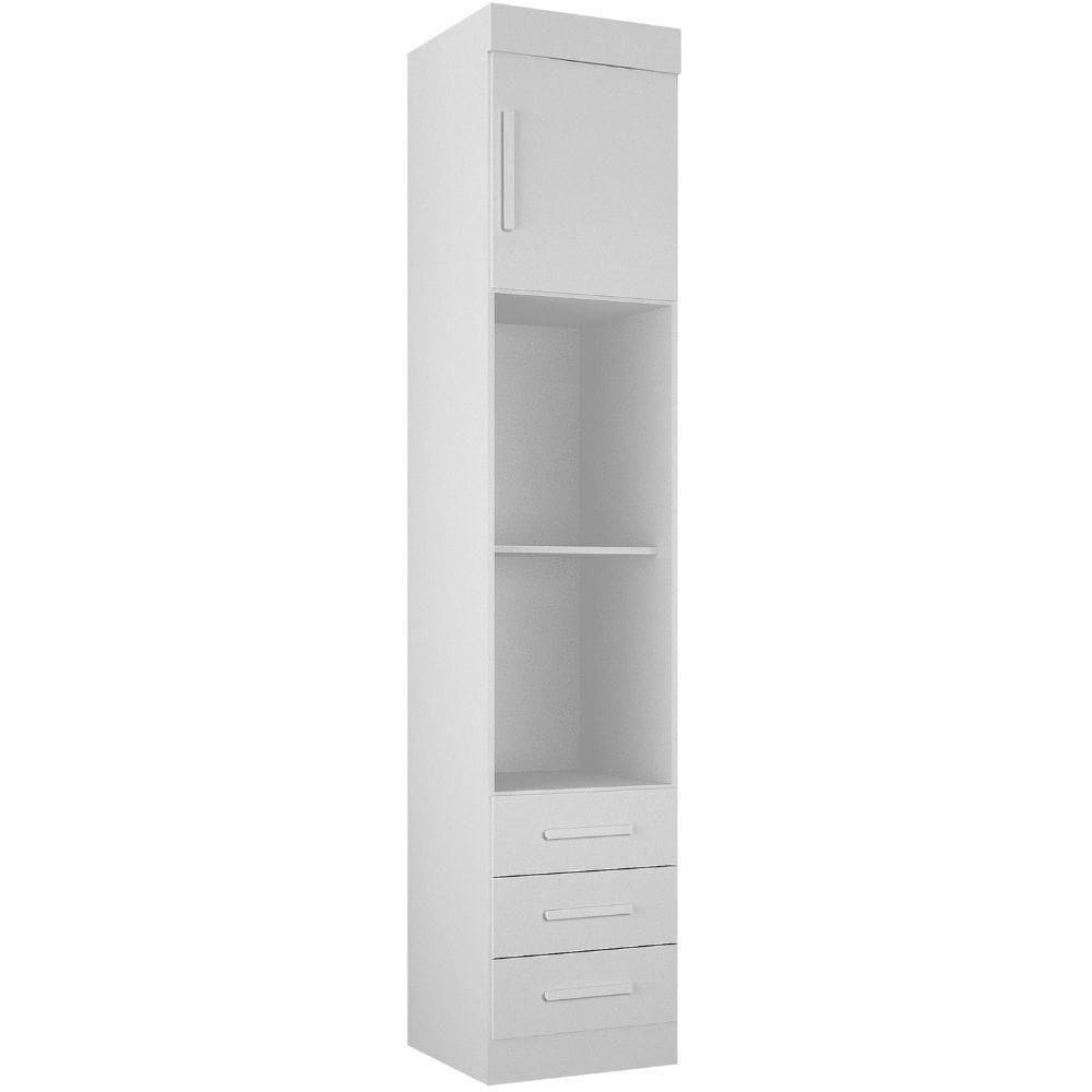 Guarda Roupa Modulado Individual Orion Branco 1 Porta 3 Gavetas Leifer Móveis