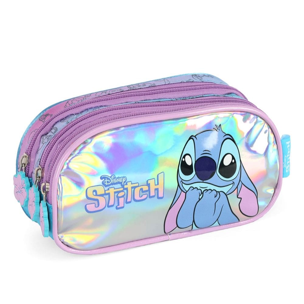 Estojo Escolar Infantil Juvenil Stitch 3 Repartições Azul