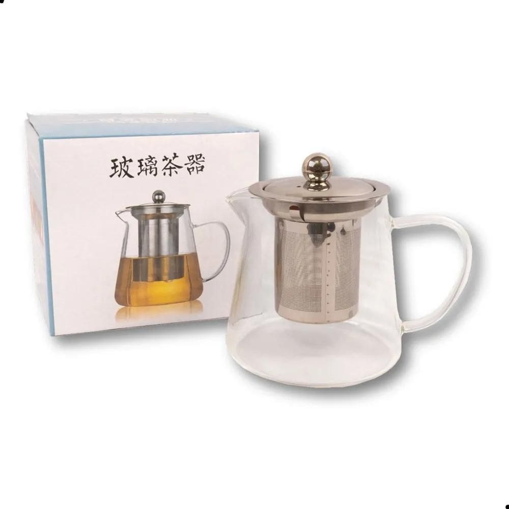 10X Chaleira De Vidro Com Infusor Bule 550Ml Coador Chá E C