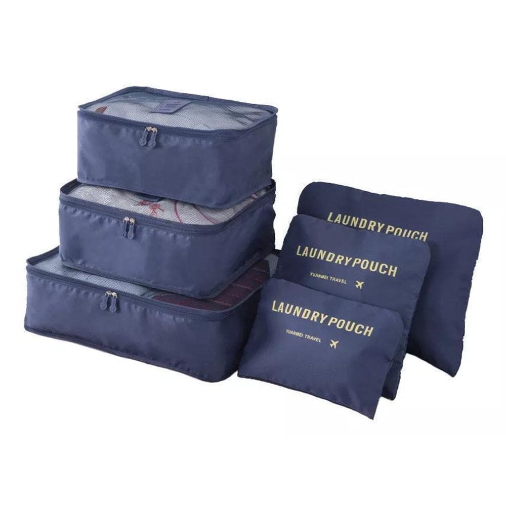 Kit Organizador De Malas Essencial Para Viagens 6 Peças Azul