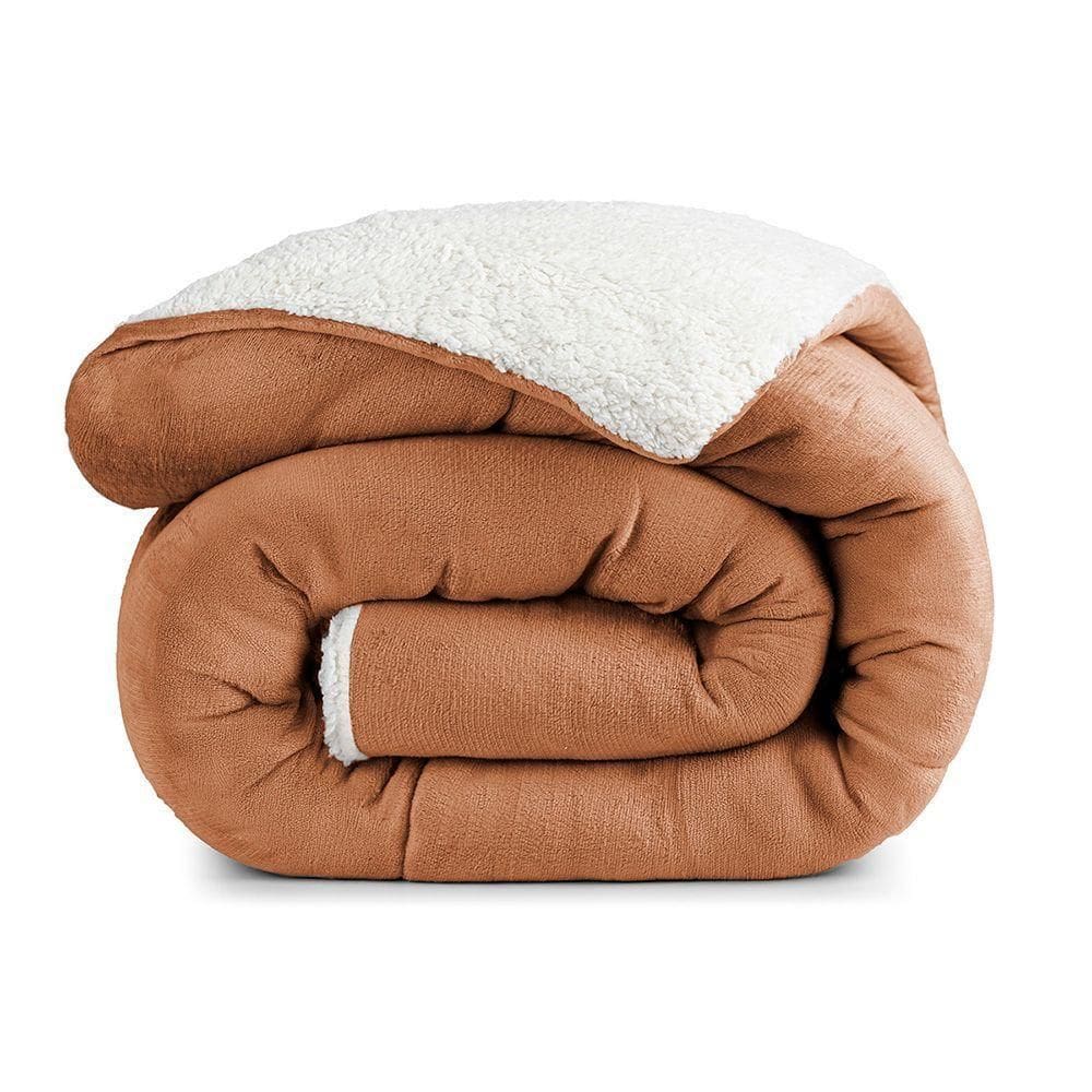 Edredom Bariloche Queen Dupla Face Sherpa - Apricot - 100% Poliéster